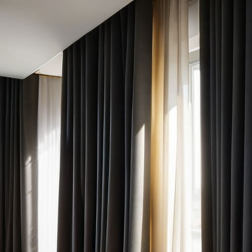 Heavy fabric blackout curtains blocking sunlight.